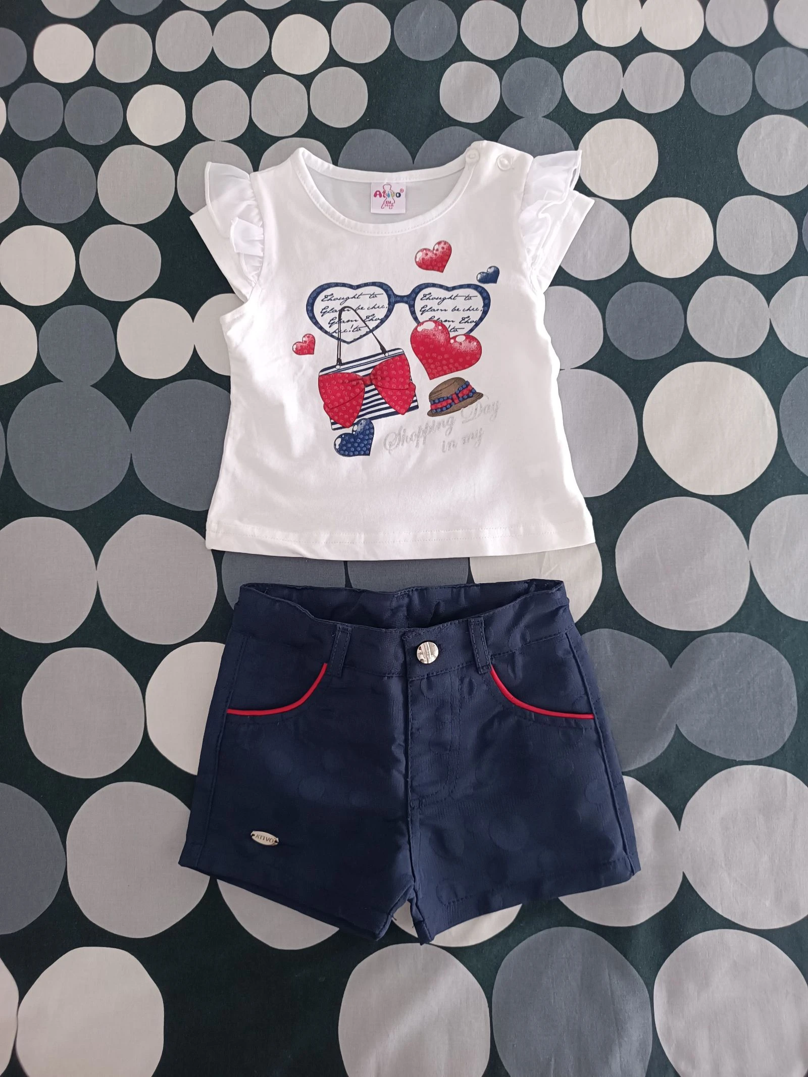 Conjunto Ativo 6 meses - T‑shirt & Calções Azul Marinho 💙